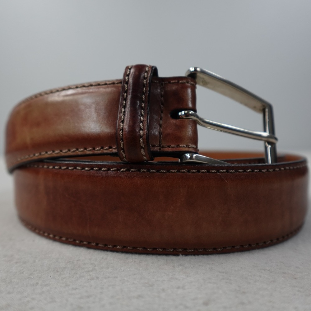 Magnanni Belt Mens 44 Brown Leather Dress Belt Made in Spain 1078